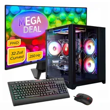 gamemax Gaming-PC MegaDeal Infinity Mini BK 2700 2023 32" Curved AMD Ryzen 7 5700X 4,4 GHz 16 GB RAM 1 TB SSD RTX 5060 Ti Windows 11