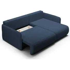 Fun Möbel Ecksofa Sofa mit Schlaffunktion CALGARY Stoff Curio Dunkelblau Ottomane Rechts