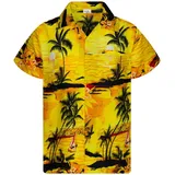 King Kameha Funky Hawaiihemd Kids Kinder Jungs, Kurzarm, Print Surf, Gelb, 6 - 6 Jahre