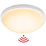 UISEBRT Led Deckenleuchte mit Bewegungsmelder - Moderne Rund Deckenlampe Ip44 Wasserdicht für Wohnzimmer Schlafzimmer (mit Bewegungsmelder, Kaltweiß)