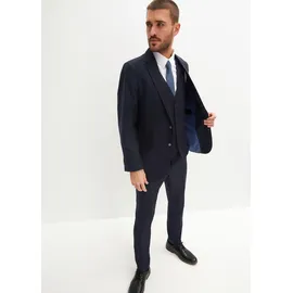 bonprix Anzug mit Weste und Krawatte in Slim Fit (4-tlg.Set), blau, Gr.60, Modischer 4-tlg Anzug bestehend aus Sakko, Hose, Weste, Krawatte und Einstecktuch