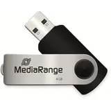 MediaRange USB 2.0 Speicherstick 4GB - Mini USB Flash-Laufwerk mit sicherem Drehkappengehäuse, externe Speichererweiterung mit Lesegeschwindigkeit von bis zu 17 MB/s, Farbe Schwarz