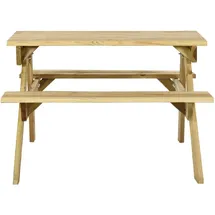 vidaXL Picknicktisch mit Bänken 110 x 123 x 73 cm Kiefernholz Imprägniert Braun