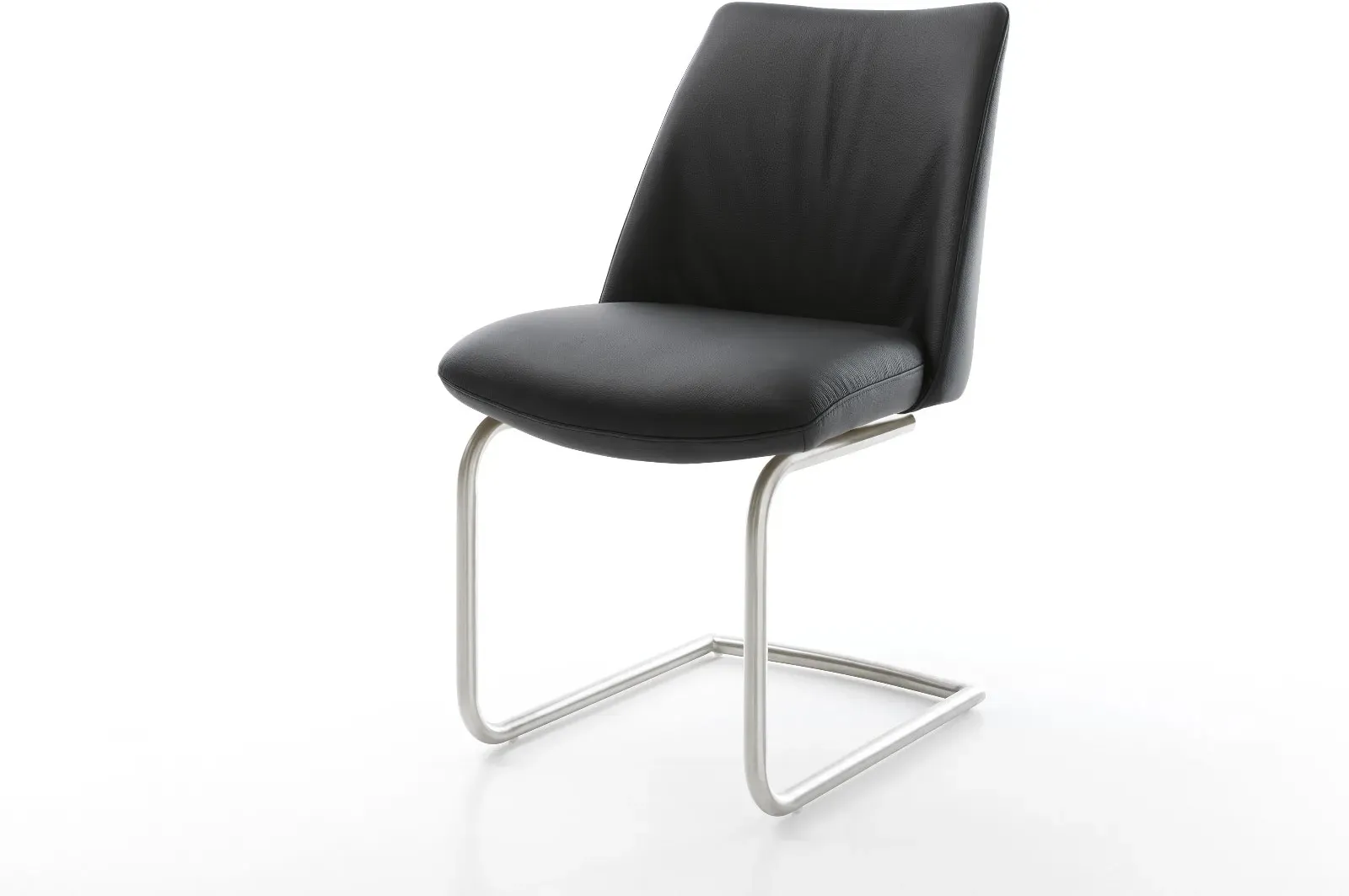 DELIFE Cantilever Elso-Flex cuir de vache noir pied cantilever rond acier inoxydable ressorts ensachés, Chaises de salle à manger