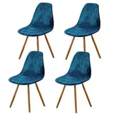 Skandinavische Stuhlhussen, 4er-set, Dehnbare Esszimmerstuhlhussen, Universelle Blaue Samt-stuhlhussen Ohne Armlehnen Für Wohnzimmer, Küche Und Wohnbereich