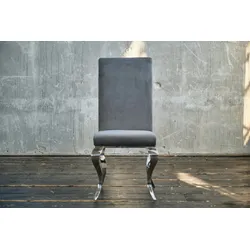 KAWOLA Stuhl LEIA Esszimmerstuhl Barock Velvet grau