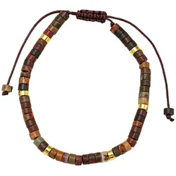 Armband FIRETTI "Schmuck Geschenk Edelstahl Armschmuck Armkette Edelstein", gold (gelbgoldfarben, braun, hellbraun, grün, schwarz, braun, hellbraun, grün, schwarz), Armbänder, Edelstahl-Textil, Edelstahl, Textil, Made in Germany - mit Jaspis