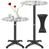 Kesser KESSER® 2in1 Stehtisch Bistrotisch Aluminium Edelstahlplatte höhenverstellbar 70cm / 115cm Partytisch Tisch In- & Outdoor Hochzeit Empfangstisch 4 Standfüße und Regencover