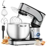 Homelux 2500W Küchenmaschine Multifunktional Knetmaschine, 12L Knetmaschine inkl 4-Teiligem Patisserie-Set und Spritzschutz, 12 Geschwindigkeit