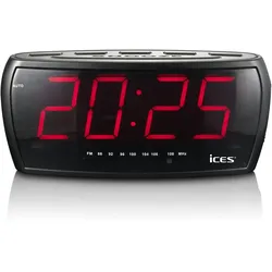 Lenco Ices ICR-230-1 - FM Uhrenradio, 1,8" Display - Schwarz