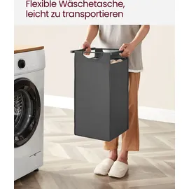 VASAGLE Wäschekorb 3 x 38 L mit Ablage, schwarz-grau