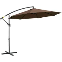 Outsunny Sonnenschirm mit Handkurbel Kaffee Ø3 x 2,5H m