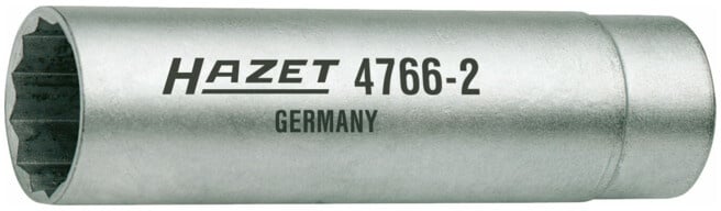 HAZET Zündkerzen-Schlüssel 4766-2 Vierkant hohl 10 mm (3/8 Zoll) Außen-Doppel-Sechskant Profil 14