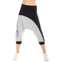 Winshape Unisex 3⁄4-Haremshose WBE10 “The Wave”, schwarz/Grey Melange, Dance Style