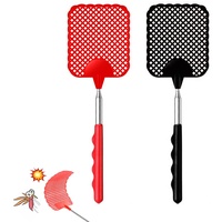 LacyMC Ausziehbare Fliegenklatsche[2 Stück],Fliegenklatsche ausziehbar Mückenschutz Insektenklatsche Klatsche Fliegenfänger(Schwarz&Rot)