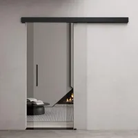 doporro Glasschiebetür rechts 77,5 x 205 cm Schwarz/Transparent