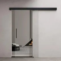 doporro Glasschiebetür rechts 77,5 x 205 cm Schwarz/Transparent