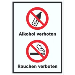 Aufkleber Alkohol Rauchen verboten A0 (841x1189mm)