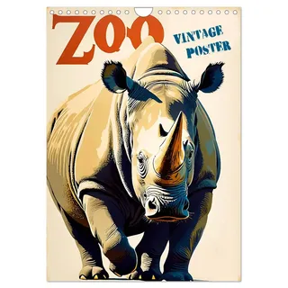 Calvendo Zoo Vintage-Poster (Wandkalender 2026 DIN A4 hoch), CALVENDO Monatskalender: Neuinterpretationen historischer Plakatkunst im nostalgischen Stil (CALVENDO Tiere)