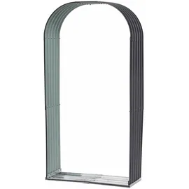 Floraworld Kaminholzunterstand Rundbogen verzinkt und lackiert 103 x 40 x 200 cm grau