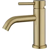 DETBOM Wasserhahn Bad Mischbatterie Waschtischarmatur Einhebelmischer Waschbecken Warm und Kaltwasserhähne Edelstahl-Wasserhahn Gold