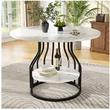 STILVORA Essgruppe runder Küchentisch mit MDF-Marmor-Tischplatte,Stehtisch Beistelltisch, (Runder Esstisch 80×80 cm mit Stauraum, Schwarze MDF-Marmorplatte, Verstellbare Füße ., 1-tlg., 80×80×76cm) schwarz 80 cm x 76 cm x 80 cm
