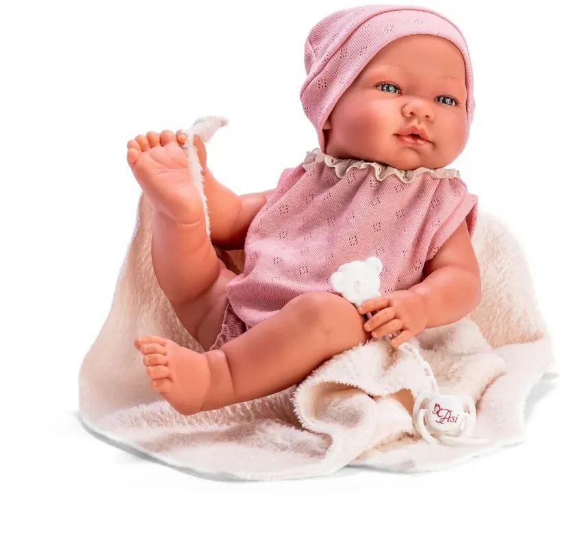 Babypuppe 43 cm mit Strampler und Decke - Así Maria - Weicher Körper, realistische Details, ab 3 Jahren