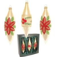 Krebs Glas Lauscha Weihnachtsstern und Beeren 3-tlg. 15cm