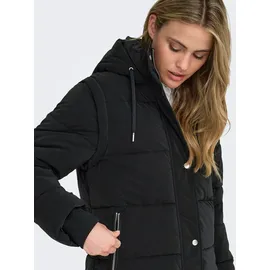 Only "ONLDIXIE LIFE 2IN1 PUFFER COAT CC OTW", Damen, Gr. S, schwarz (schwarz detail:with silber trim), Steppware, Obermaterial: 100% Polyester, unifarben, regular fit ca. Mitte Oberschenkel, Rippbündchen, Mäntel Steppmantel, Kunstfaser
