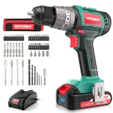 HYCHIKA Akkuschrauber 60 Nm Max inkl. 2 x 2,0 Ah + 53-teiliges Zubehörset