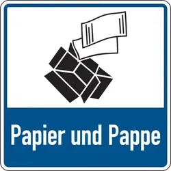 Aufkleber Abfallkennzeichen, Papier und Pappe, blau - 100 x 100 mm Folie selbstklebend