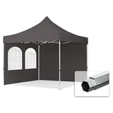 TOOLPORT Faltzelt Faltpavillon Professional 3x3 m mit 2 Seitenteilen - ALU Pavillon Partyzelt in grau