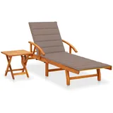 vidaXL Sonnenliege mit Tisch und Auflage Akazie Massivholz