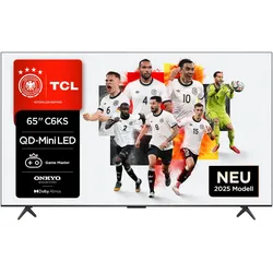 TCL QLED Mini LED-Fernseher "65C61KSX2", E (A-G), schwarz, 65, Fernseher, 4K HDR, AiPQ, Game Master, Smart TV, Apple TV, Multi-HDR, Dolby Vision