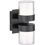 WOFI Außenwandleuchte Kunststoff Metall 14x24 cm 2x 8,5W 750lm warmweiß schwarz