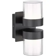 WOFI Außenwandleuchte Kunststoff Metall 14x24 cm 2x 8,5W 750lm warmweiß schwarz