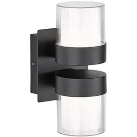 WOFI Außenwandleuchte Kunststoff Metall 14x24 cm 2x 8,5W 750lm warmweiß schwarz
