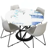 Morbuy Rund Tischdecke Elastisch, Möwe Drucken Rund Tischdecken Wasserdicht Lotuseffekt Abwaschbar Abwischbar Tischtuch für Garten Outdoor Küchentisch (Für Tisch 100-110 cm,Leuchtturm)