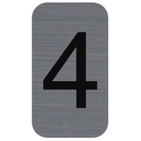 Exacompta Hinweisschild selbstklebend, Aluminiumoptik, Zahl 4 2,5x4,4 cm Grau