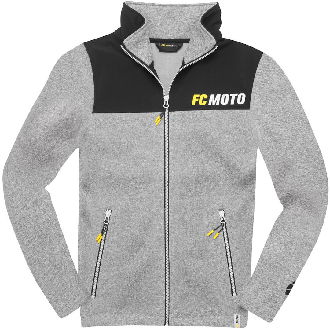 FC-Moto Faster-FJ Strickfleece Jacke, schwarz-grau, Größe L für Männer