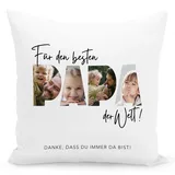 DEL MÀ Unique & Personal Papa Kissen mit Foto Bedrucken Lassen Fotogeschenk Fotokissen personalisiert Deko Kissen mit Bild Geschenk für Vater Vatertagsgeschenk 40x40 cm inkl. Füllung und Bezug