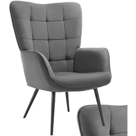 Tectake Ohrensessel Hygge Feincord 76 x 72 x 100,5 cm Anthrazit/Schwarz