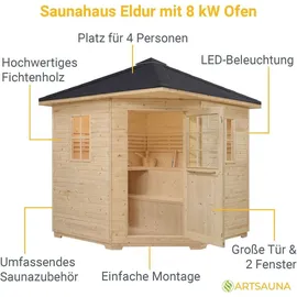 Artsauna Eldur inkl. 8 kW Saunaofen + Zubehör