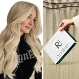 RUNATURE Extensions Echthaar Tressen 55cm Blond Ombre Weft Hair Extensions Blond Tressen Echthaar Extensions Balayage Weft Tressen Extensions 22 Zoll 100g #18/22/60