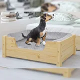 Erst-Holz Gemütliches Tierbett für Katzen und Hunde 60x40 Kiefer natur Rollrost inkl.