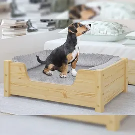 Erst-Holz Gemütliches Tierbett für Katzen und Hunde 60x40 Kiefer natur Rollrost inkl.