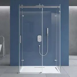 SoGood doporro U-form Duschkabine 100x110x195cm Duschabtrennung mit Schiebetür Esg-sicherheitsglas Klarglas 4-punktbefestigung inkl. beidseitiger Easy-Cl... - Transparent