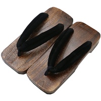 KUNANG Herren Holz Clogs Sandalen, Japanische Holz Geta, Geta Hausschuhe, Japanische Traditionelle Geta Holz Clogs Sandalen Geta Wide Sole Flip Flops. - 42 2/3 EU
