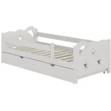 VitaliSpa Kinderbett Jessica Weiß, 160x80 cm modern Kinderzimmer Bett Bettschublade Rausfallschutz