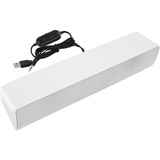 Tragbare Soundbar, Stereo Soundbar mit USB Kabel Musik Player, Bass Surround Soundbox mit 3.5 mm Audiostecker für PC, Mobiltelefone, Desktop, Laptop, Fernseher, Tablet MP3, MP4(Weiß)